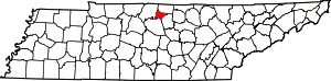 Map of Tennessee highlighting Trousdale County