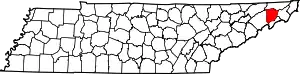 Map of Tennessee highlighting Washington County