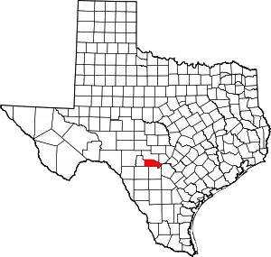 State map highlighting Bandera County