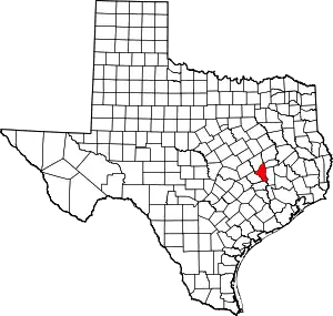 State map highlighting Brazos County