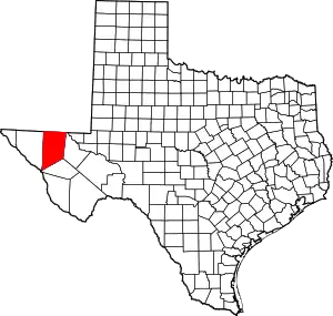 Map of Texas highlighting Culberson County