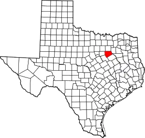 Map of Texas highlighting Ellis County