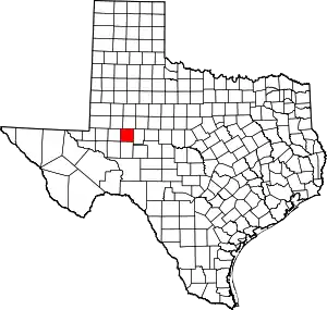 Map of Texas highlighting Glasscock County