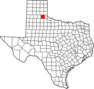 Map of Texas highlighting Hall County