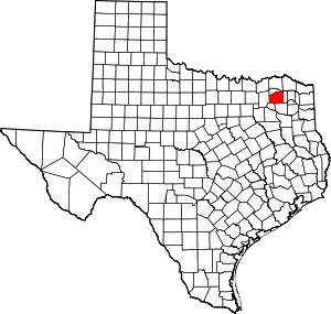 Map of Texas highlighting Hopkins County