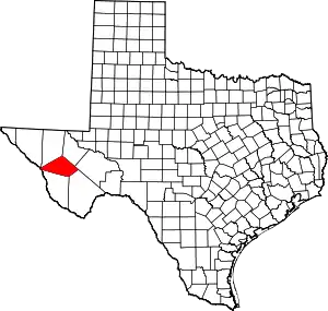 Map of Texas highlighting Jeff Davis County