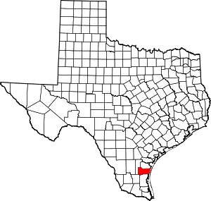 Map of Texas highlighting Kleberg County