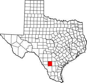 Map of Texas highlighting La Salle County