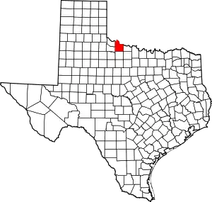 Map of Texas highlighting Wilbarger County