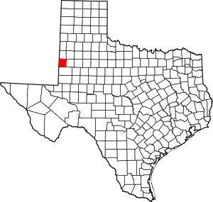 Map of Texas highlighting Yoakum County