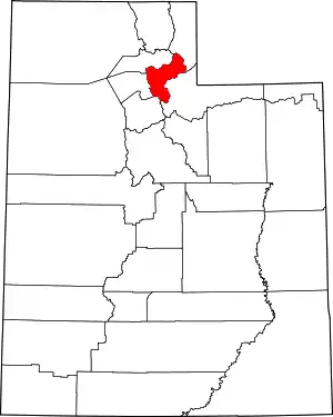 Map of Utah highlighting Morgan County