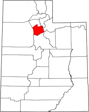 Map of Utah highlighting Salt Lake County