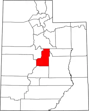 State map highlighting Sanpete County