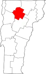 State map highlighting Lamoille County