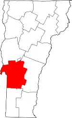 Map of Vermont highlighting Rutland County