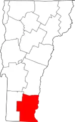 Map of Vermont highlighting Windham County