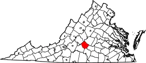 Map of Virginia highlighting Appomattox County