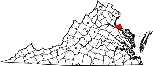 Map of Virginia highlighting King George County