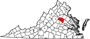 Map of Virginia highlighting Louisa County