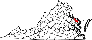 Map of Virginia highlighting Richmond County