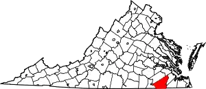 State map highlighting Southampton County