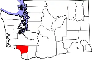 Map of Washington highlighting Cowlitz County