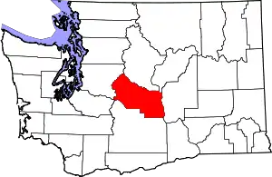 Map of Washington highlighting Kittitas County