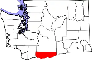 State map highlighting Klickitat County