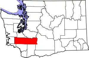 Map of Washington highlighting Lewis County