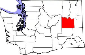 Map of Washington highlighting Lincoln County