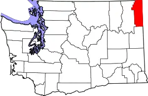 Map of Washington highlighting Pend Oreille County