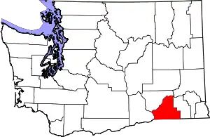 Map of Washington highlighting Walla Walla County