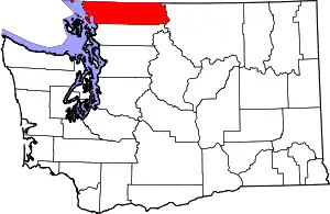 Map of Washington highlighting Whatcom County