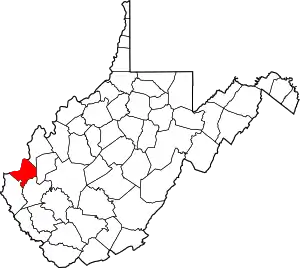 State map highlighting Cabell County