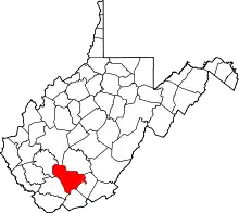 Map of West Virginia highlighting Raleigh County