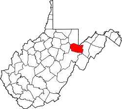 State map highlighting Tucker County