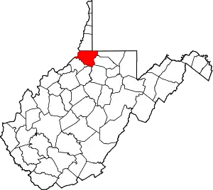 State map highlighting Wetzel County