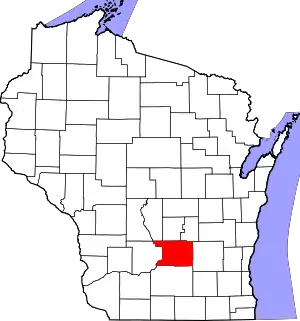 Map of Wisconsin highlighting Columbia County