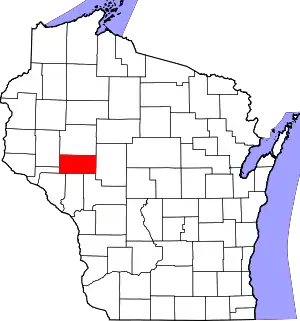 Map of Wisconsin highlighting Eau Claire County