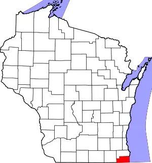 Map of Wisconsin highlighting Kenosha County