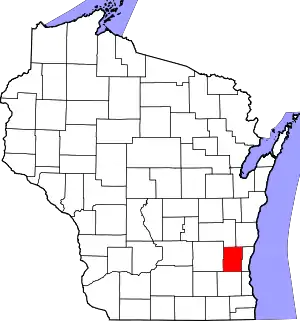 Map of Wisconsin highlighting Washington County