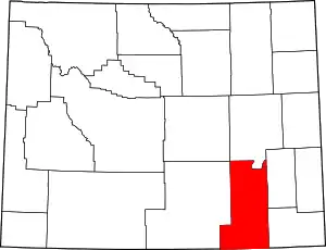 Map of Wyoming highlighting Albany County