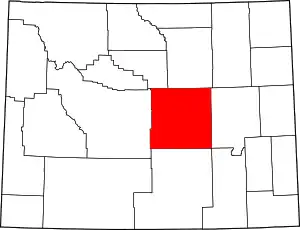 Map of Wyoming highlighting Natrona County