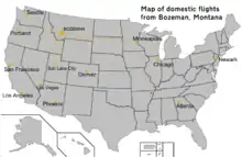 Image 4Map of domestic flights available from the largest airport in Montana (Click to enlarge) (from Transportation in Montana)