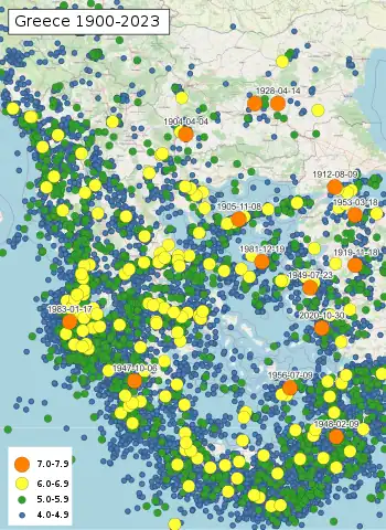 Image 27Map of earthquakes in Greece and adjacent countries 1900–2017 (from Geography of Greece)