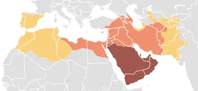 Image 22The Age of the Caliphs   Muhammad, 622–632   Rashidun Caliphate, 632–661   Umayyad Caliphate, 661–750 (from History of Iraq)