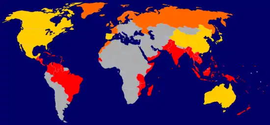 Tropical cyclone affected areas