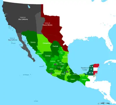 Image 59A map of Mexico 1845 after Texas annexation by the U.S. (from History of Mexico)