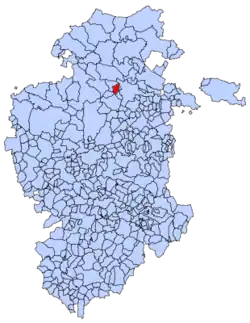 Municipal location of Aguas Cándidas in Burgos province