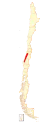 Range of Rhinoderma rufum (in red)